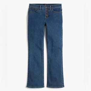 J. Crew Mid Rise Flare Crop Button Up Women's Blue Denim Jeans Size 28
